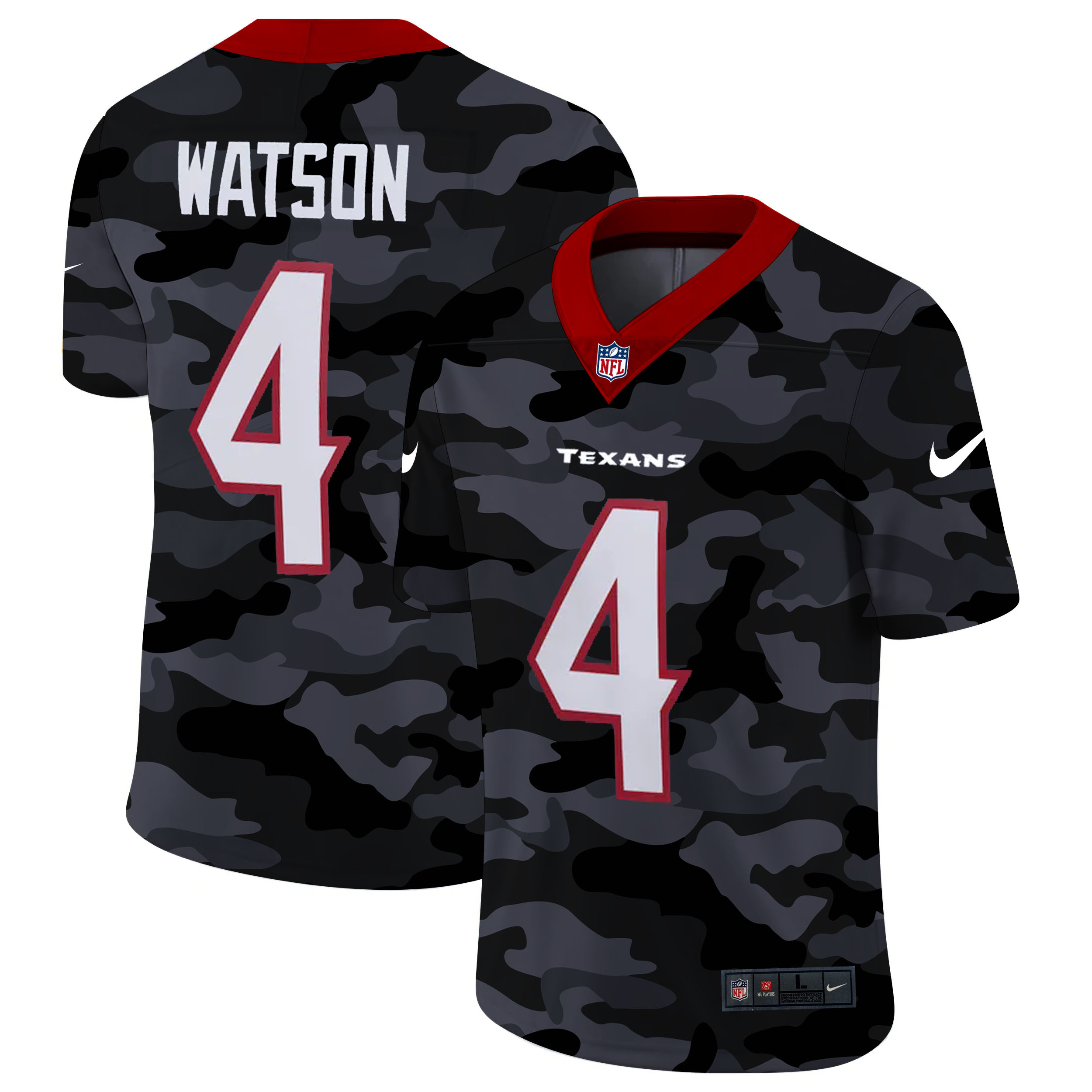 Men's Houston Texans #4 Deshaun Watson 2020 Camo Limited Stitched Jersey